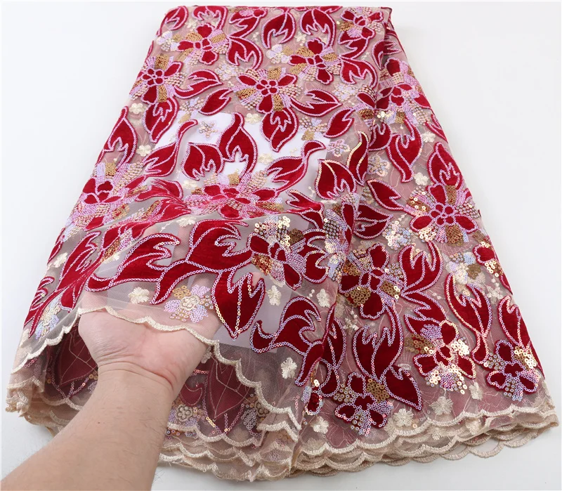 

Африканская бархатная кружевная ткань PGC, вышивка в нигерийском французском стиле, ткань для шитья для женской свадебной вечеринки