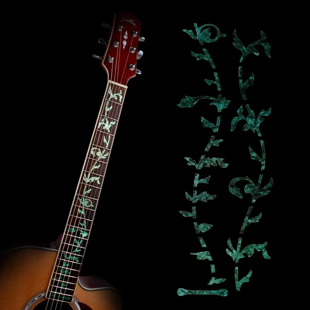 gitarre inlay decals aufkleber griffbrett marker baum des lebens grün ultra dünne aufkleber für elektrische akustische klassische gitar