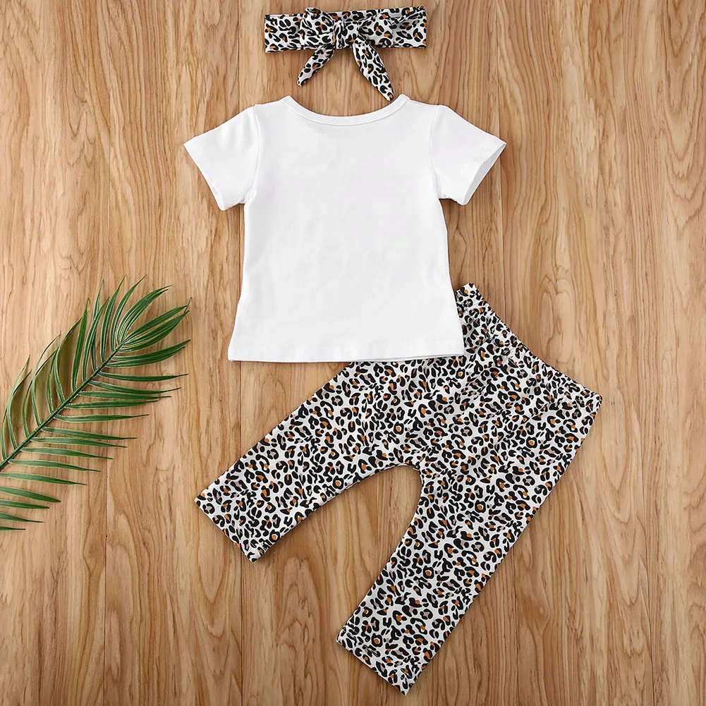 newborn baby girl clothes set short sleeve t shirt leopard pant headband suit sets clothing infant sorry boy no dating | Детская одежда