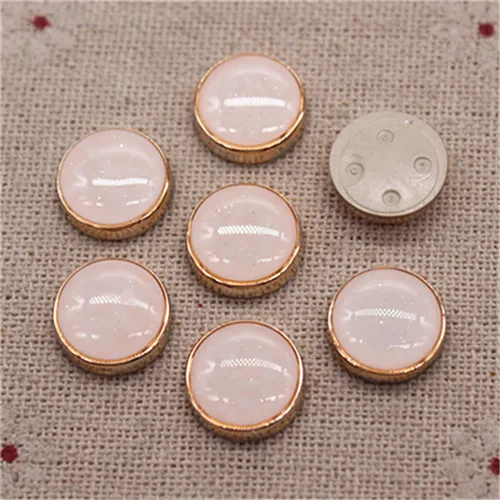 babypink 30pcs 30 шт. 12 мм смешанные цвета блестящая смола золотой круг пластиковые круглые плоские кнопки домой фигурки для сада основы для заколок для волос скрапбукинга - Цвет: babypink 30pcs