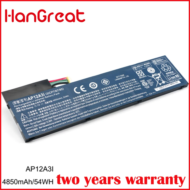 Аккумулятор для ноутбука HanGreat AP12A3 Новый аккумулятор Acer Icona W700 Aspire Timeline Ultra U M3-581TG