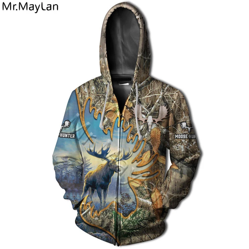 

Moose Hunting 3D Full Printed Jacket Men/women Harajuku Hoodie Unisex Casual Streetwear Sweatshirt Pullover sudadera hombre A-31