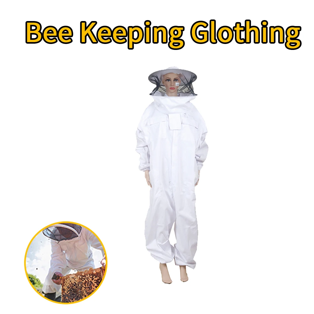 

Beekeeper's Protective Suits Beekeeping Apiculture White Zipper and veil Suit with Hat Bee Costume for Beekeeper HDBS-002