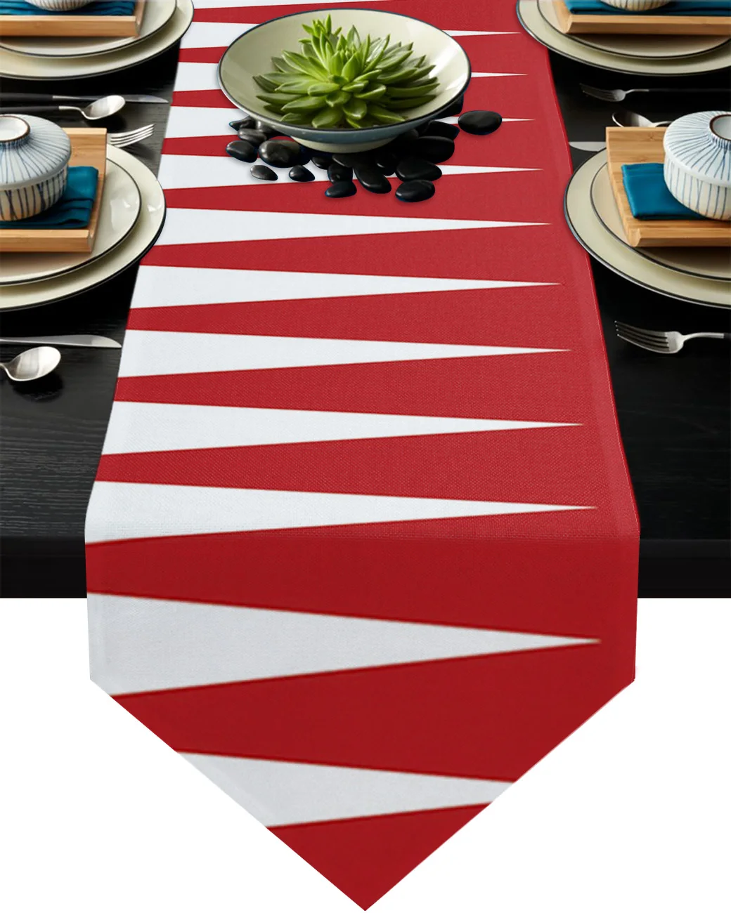 Дорожка для стола с красными и белыми полосками Декоративная скатерть цветочным