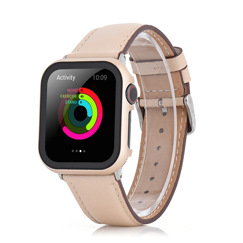 Чехол из закаленной пленки для Apple Watch Series 4, 3, 2, 1, ремешок, чехол 42 мм, 38 м, 40 мм, 44 мм, тонкий алюминиевый чехол, защита для iWatch 4