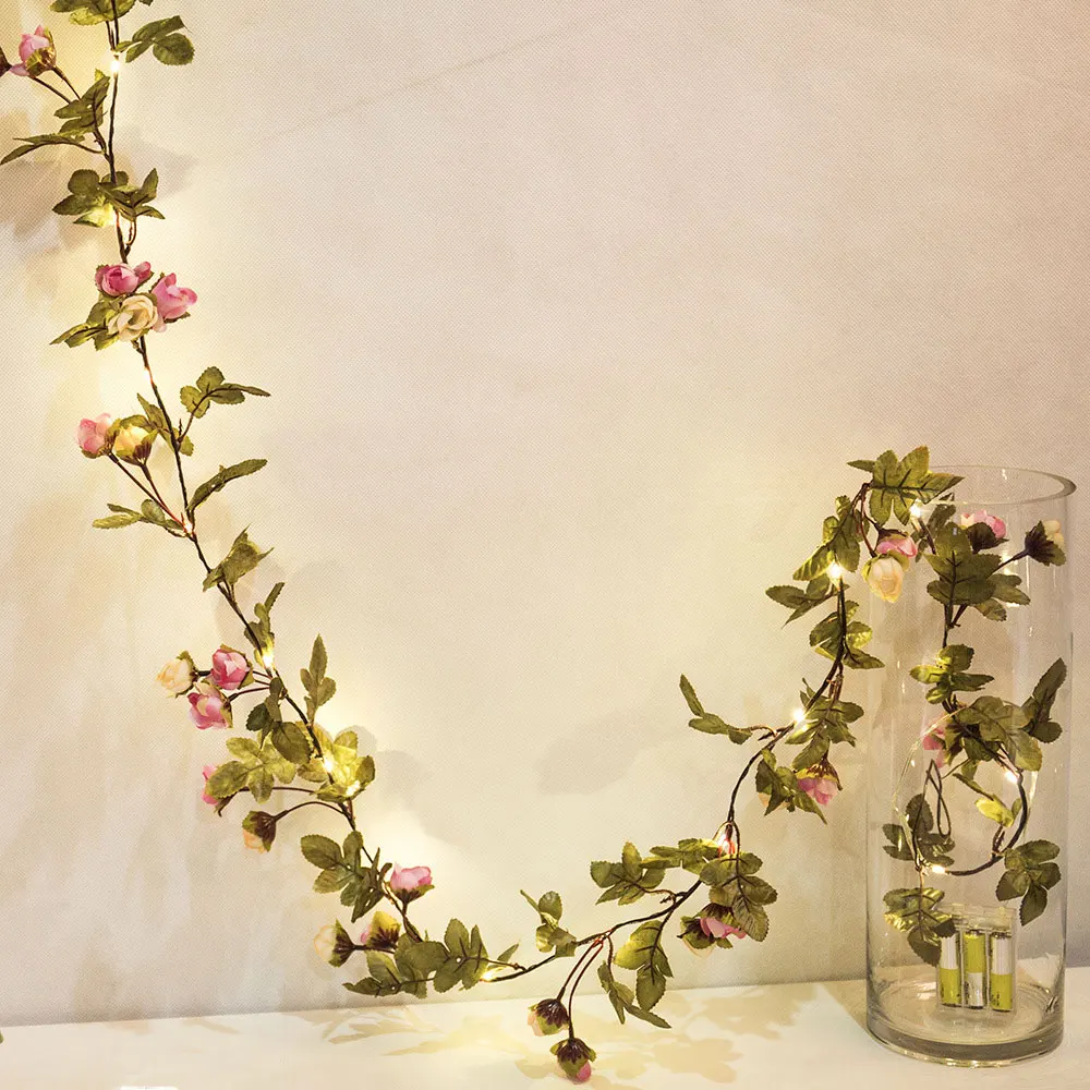 2/5/10M LED цветочный венок Батарея работать Медь гирлянда для Новогоднее украшение