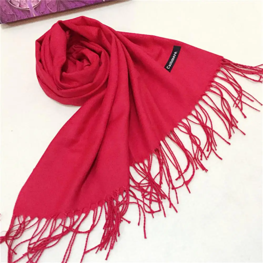 2019 Женские однотонные кашемировые шарфы женские зимние плотные теплые мягкие