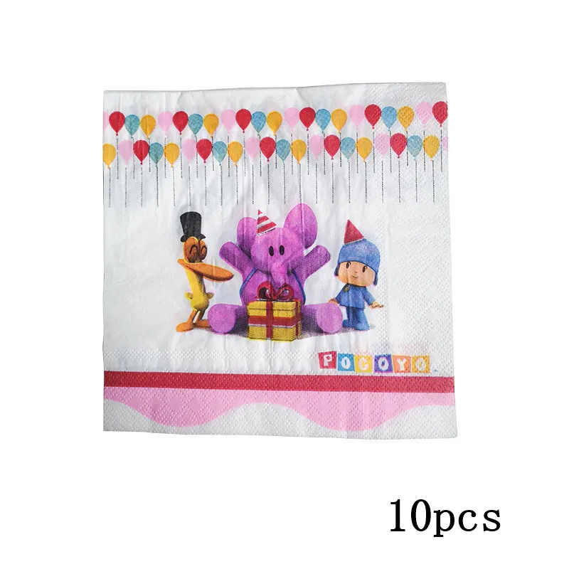 10pcs napkin POCOYO детей с днем рождения поставки мультфильм собака слон малыш душ Мальчики украшения шар посуда чашка тарелка - Цвет: 10pcs napkin