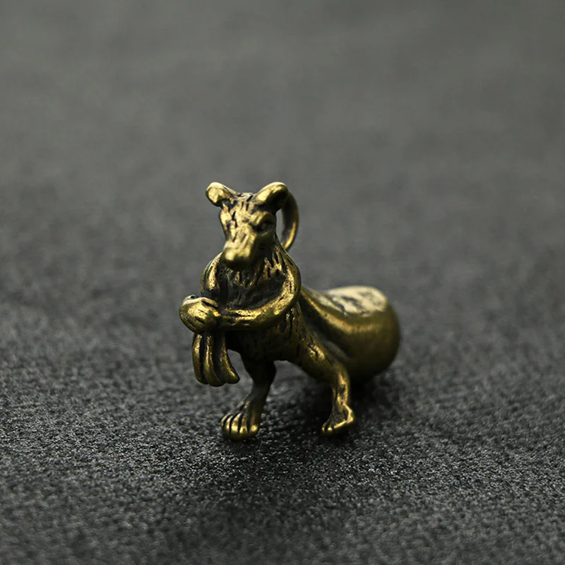 Винтажная статуэтка крысы на удачу мышь латунный амулет с подвеской богатство