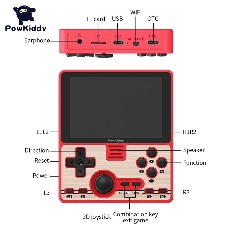 

POWKIDDY RGB20 3.5 " IPS Full-Fit Screen Built-in Wifi Module Multiplayer Online Game RK3326 Open Source Handheld Game Console