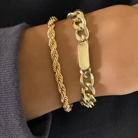 ingesight z twisted metal rope chain bracelets bangles multi layered gold color curb cuban bracelets for women wrist jewelry