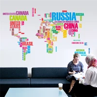 new home bedroom decoration large world map wall stickers creative letters map wall art wall decals with good quality free ship