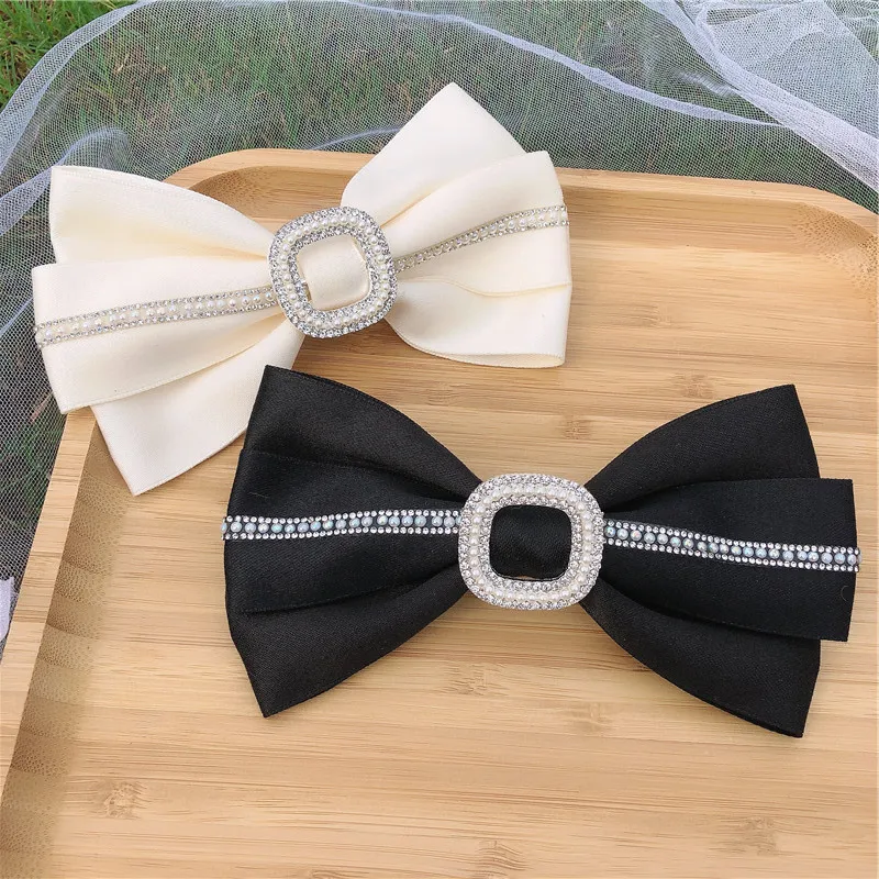 

Korean Fashion Diamond Bowknot Hairpin Back Of Head Clips Hair Ornament Solid Horsetail Hair Clips Headdress Jewelry For Girl