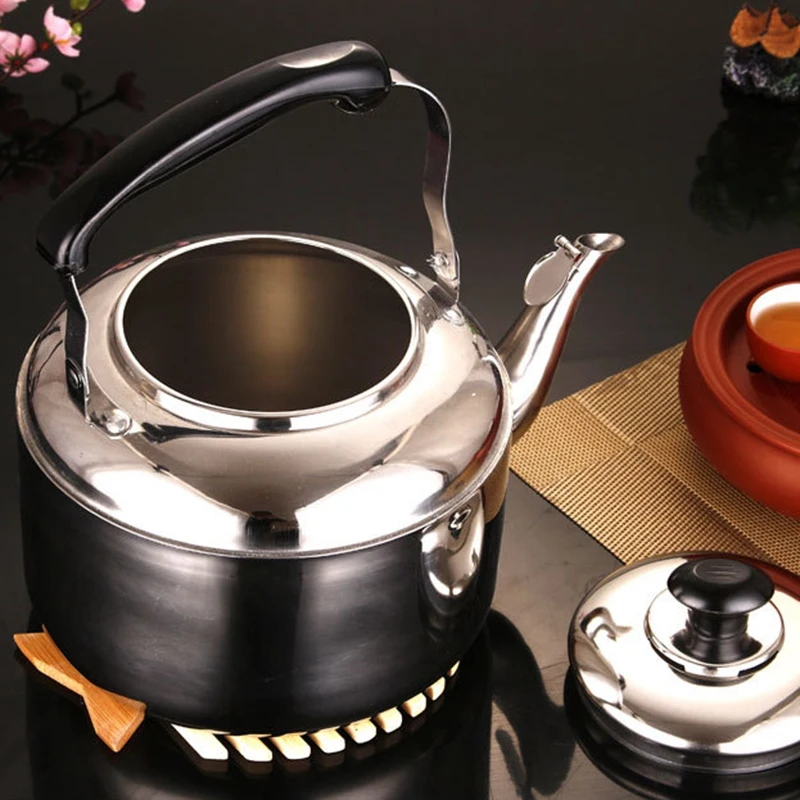 

Stainless Steel Kettle Whistling Tea Kettle Coffee Kitchen Stovetop Induction for for Home Kitchen Camping Picnic 4L
