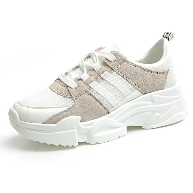 Женские повседневные туфли на плоской платформе дышащие увеличивающие рост