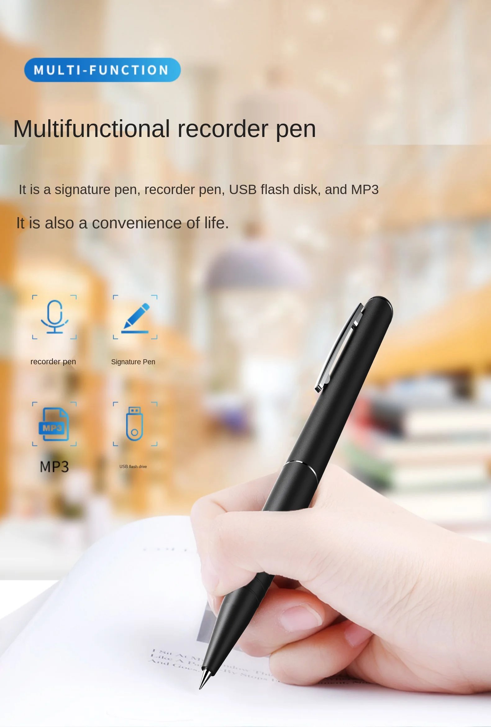 

YIGUO F6 Pen Recorder Is Micro, Support MP3 Player, Convenient For Students To Use In Class, Usually Used In Meetings