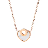 women choker necklace stainless steel shell heart pendant chain rose gold color fashion jewelry gift