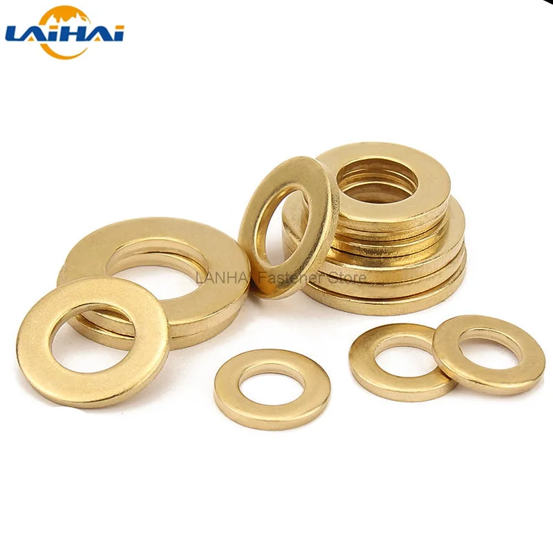 

20/100pcs M2 M2.5 M3 M4 M5 M6 M8 M10 M12 GB97 DIN125 Solid Brass Copper Flat Washer Plain Gasket Pad High Quality