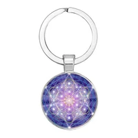 mysterious metatron cube keychain sacred geometry flower of life glass pendant magic six hexagrams keychain