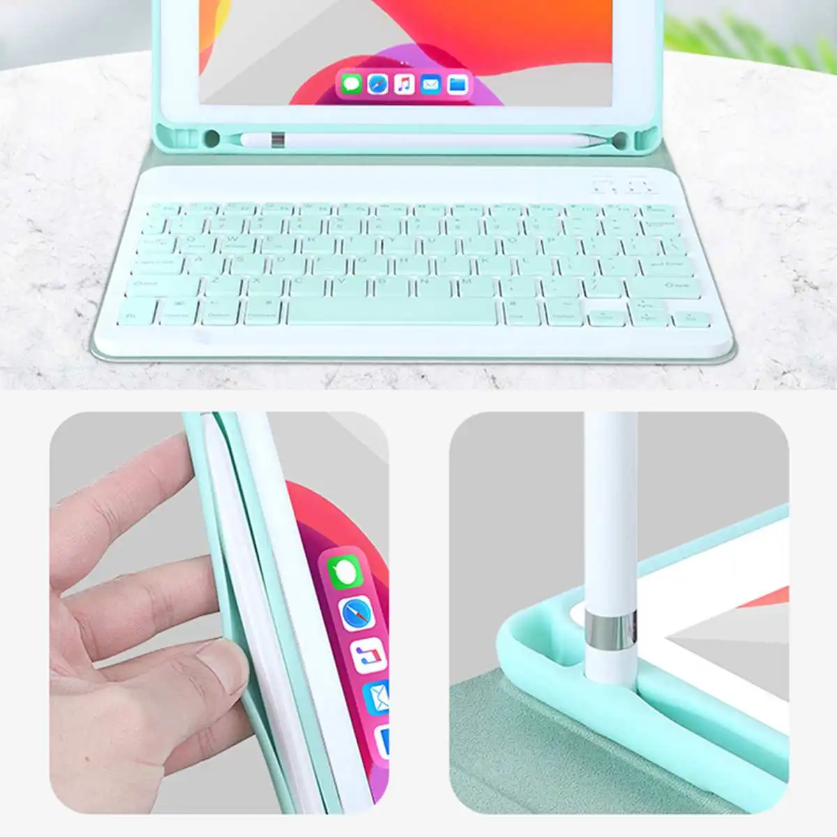 

For IPad 10.2 (2019)Generation Portable 2 in 1 bluetooth Keyboard Case Usb Rechargeable Keyboard Cover for iPad Cover