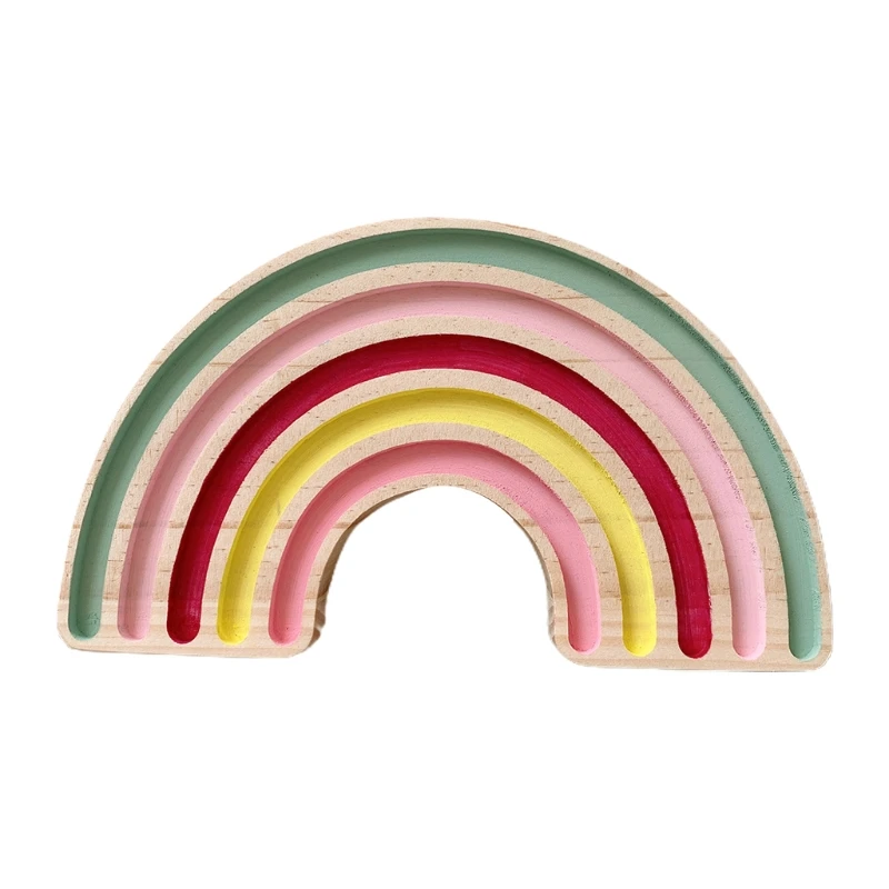 

Wooden Rainbow Building Blocks Montessori Educational Toy Nordic Style Handmade Pine Wood Baby Kids Room Decoration