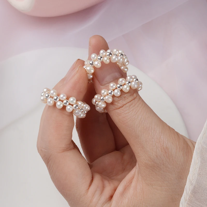 Женское кольцо из серебра с пресноводным жемчугом|Кольца| |