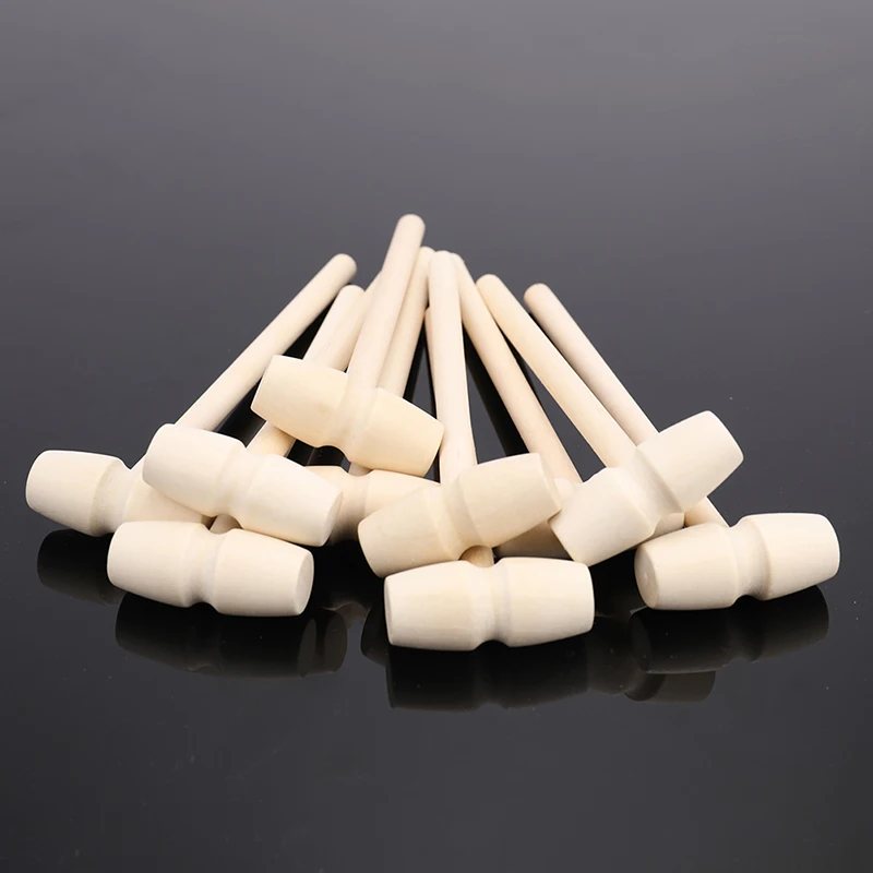 

10PCS Solid Wood Mini Hammer For Planet Cake Hammer For Kids With Flat Head Toys