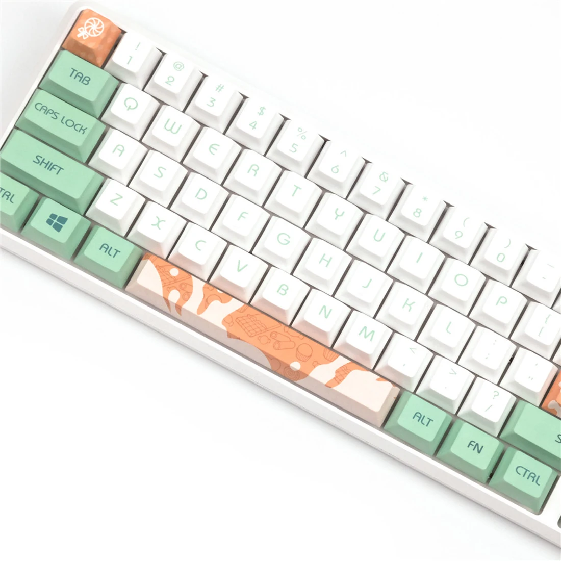 

115Pcs Mint Toffee PBT Five-sided Dye-sub Keycaps F12cherry Ikbc Set for DIY Mechanical Keyboard
