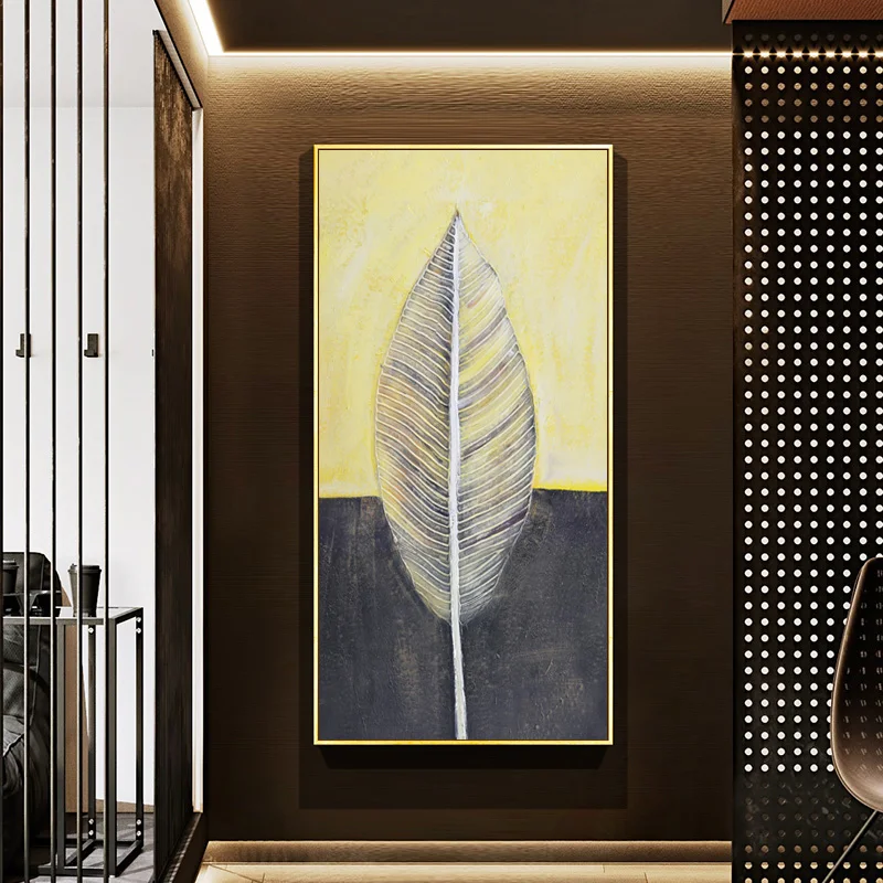Абстрактная Картина на холсте с золотыми перьями современные плакаты и принты