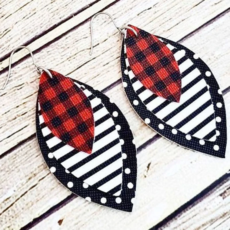 

we can customize new! new arrival faux leather earrings leaf teardrop earrings new year gift for mom