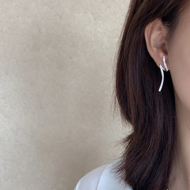 Серьги Kinel серебро 100% 925 ювелирные украшения модные циркониевые волнистые серьги