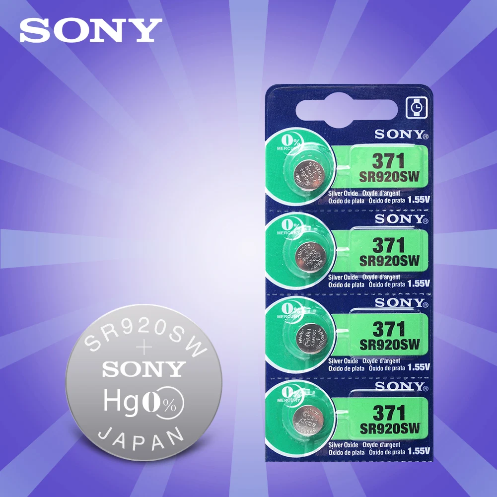 4 шт. SONY 45mAh AG6 371 SR920SW LR920 171 370 L921 LR69 SR920 SR69 1 55 V кнопка сотового часы монета Серебро