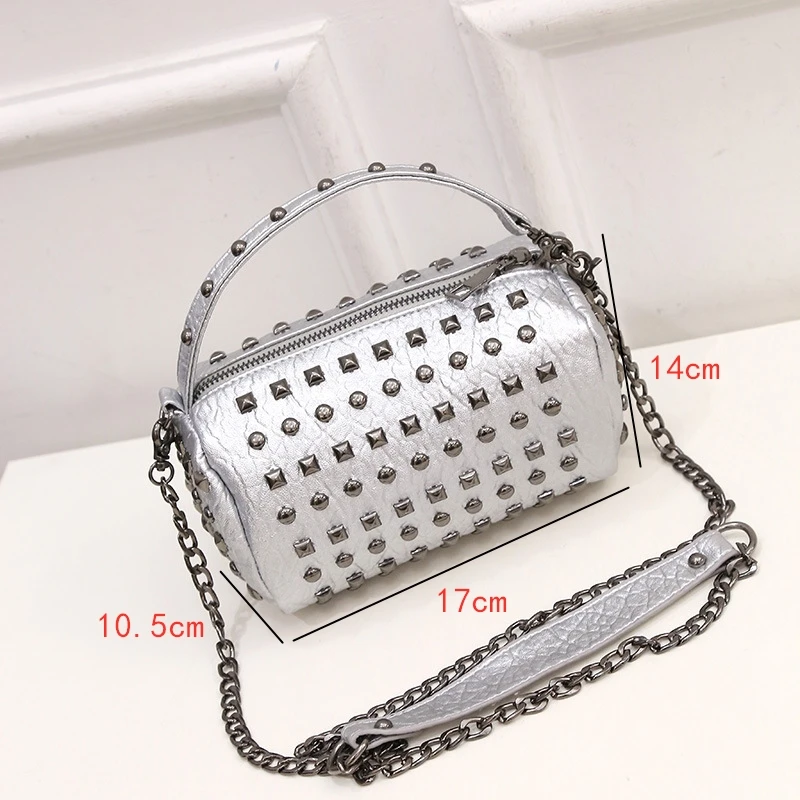 Кожаный кошелек с заклепками сумки на цепочке женская сумочка клапаном