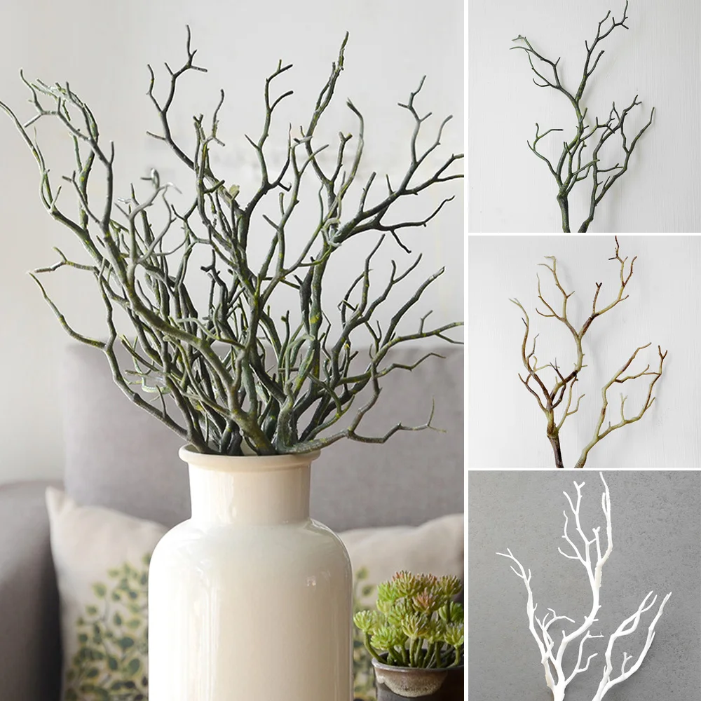 

1Pc Artificial Plants Plastic Dry Plant Tree Branch Fake Peacock Coral Branches For Wedding Party Office Table Home Decor Crafts