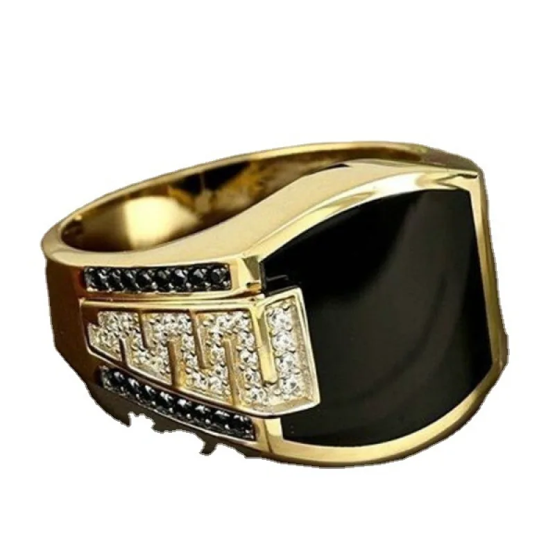KACOSHOW Creative Gold Colors Hip Hop Ring for Men Punk Style Inlaid Zircon Party Motor Biker Rings Fashion Jewelry Gift | Украшения и