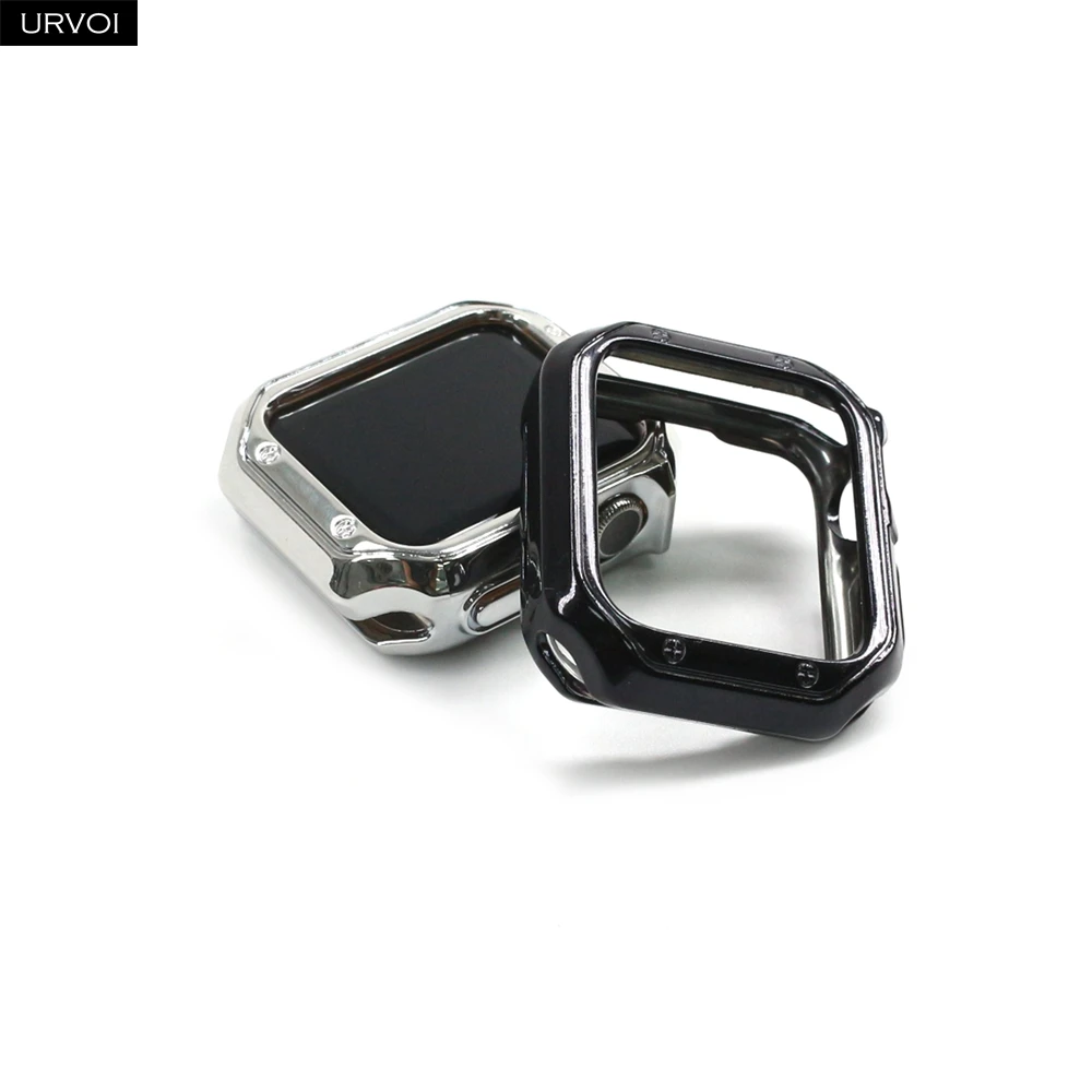 Чехол URVOI Armor для Apple Watch series 7 6 SE 5 4 3 2 1 металлический окрашенный зеркальный чехол