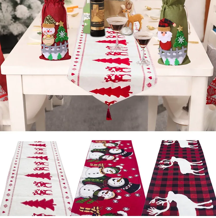 Natale Navidad, красное льняное рождественское настольное украшение для дома, Рождественское украшение, новогодний декор