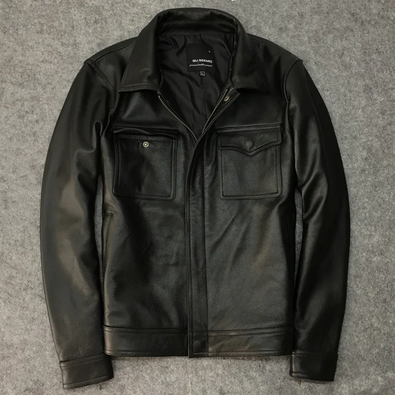 Куртка из 100 натуральной воловьей кожи GU.SEEMIO мотоциклетная верхняя одежда