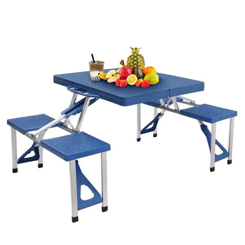 

Portable Siamese Folding Tables and Chairs Plastic Thickening Ideal for Camping Picnics or Other Outdoor Activities[US-Stock]