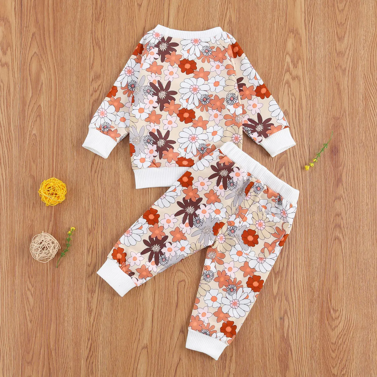

Pudcoco 2020 Autumn Infant Baby Girls Floral Print Ruffled Long Sleeve Romper/Top+Pants 2Pcs Set Warm Outfit Clothes