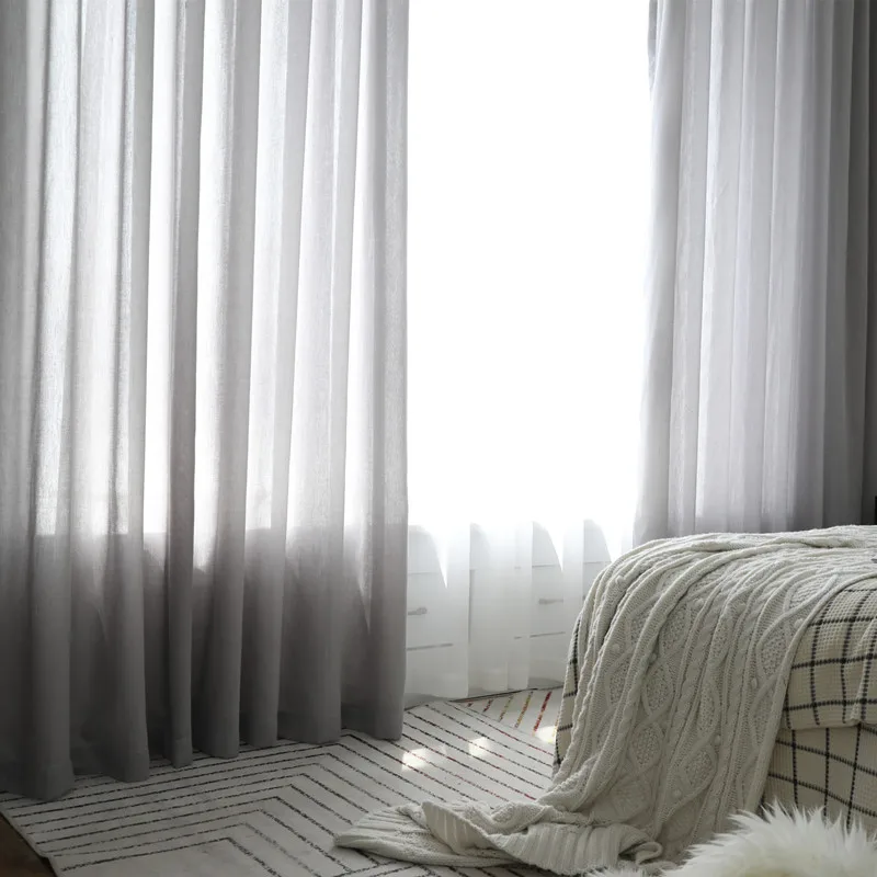 Голубые занавески для гостиной белые Оконные Занавески спальни прозрачные ткани