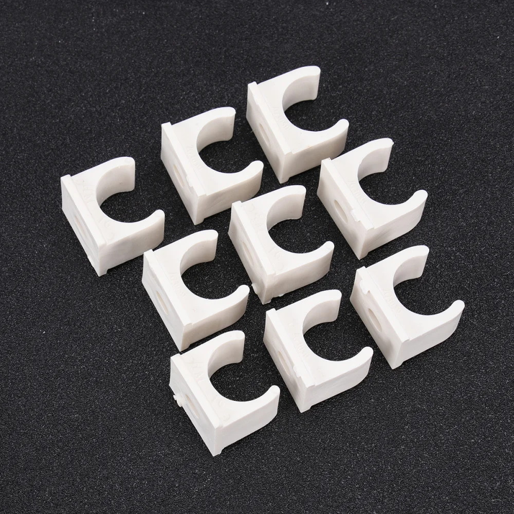 

50pcs U Shape 16MM Pipe Clamp Fixed Pipe Support Riding Horse Clamp Clasp Hoop (White)