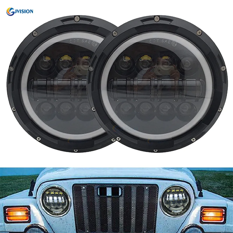 Светодиодные фары для Jeep Wrangler 2 шт. 7-дюймовые круглые дневного света дневные