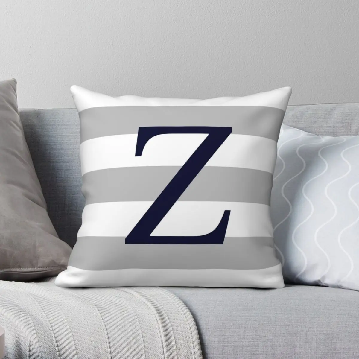 

Silver Monogram Z Pillowcase Polyester Linen Velvet Printed Zip Decor Throw Pillow Case Sofa Seater Cushion Cover