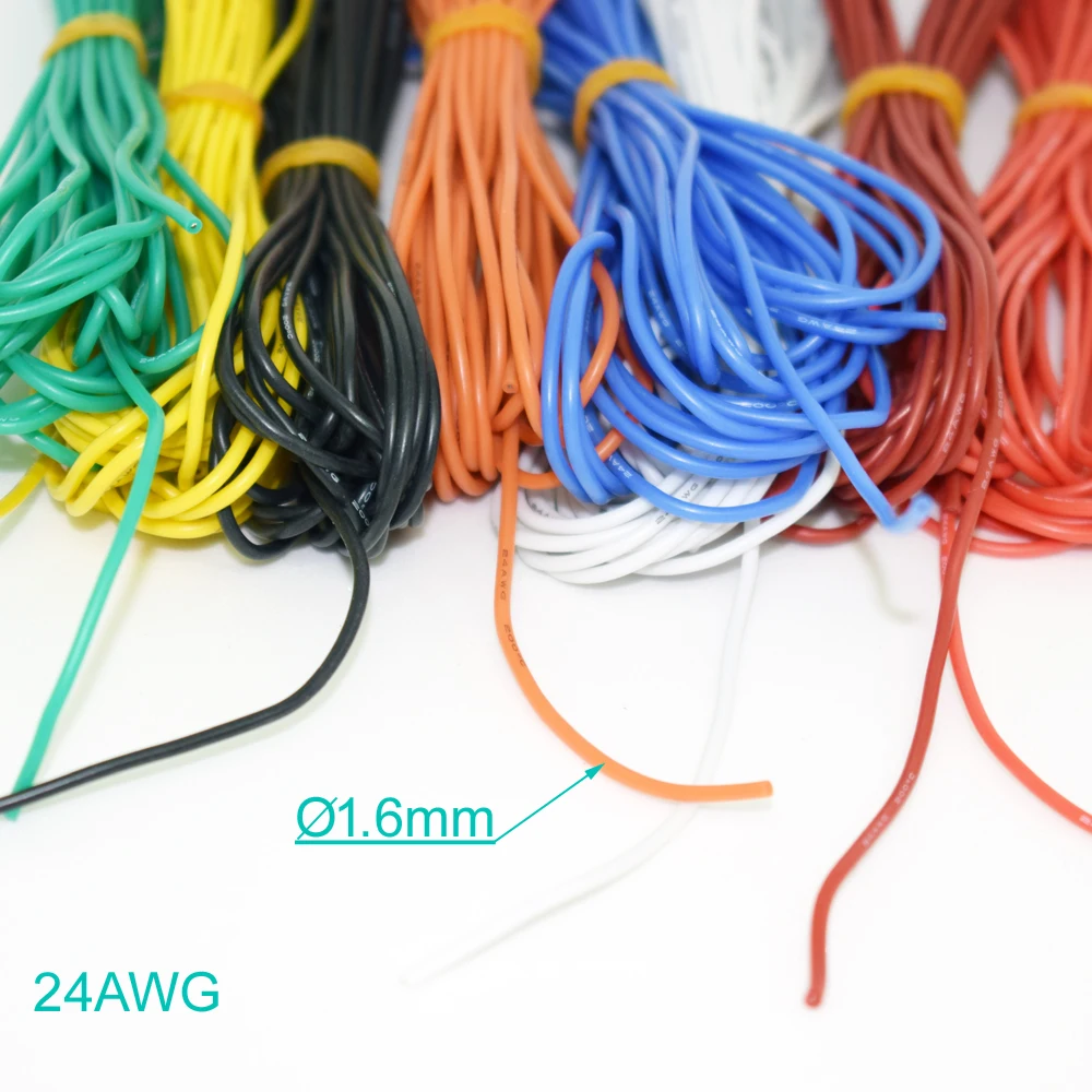 10 м/33 фута 24awg гибкий мягкий силиконовый провод оловянный медный