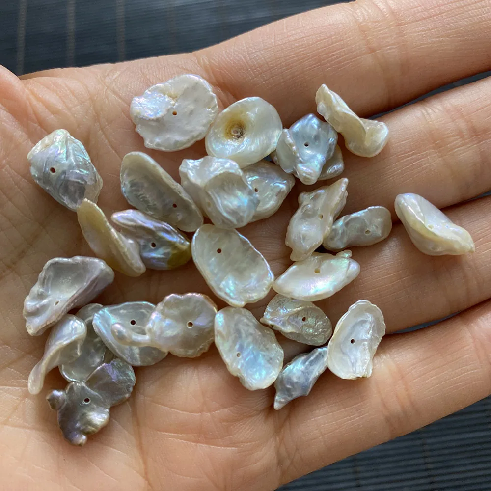 

1PCS Irregular Shape Perforated Natural Freshwater Pearl Pendant Beaded Separated Bead Charm Jewelry Making Earrings Necklace