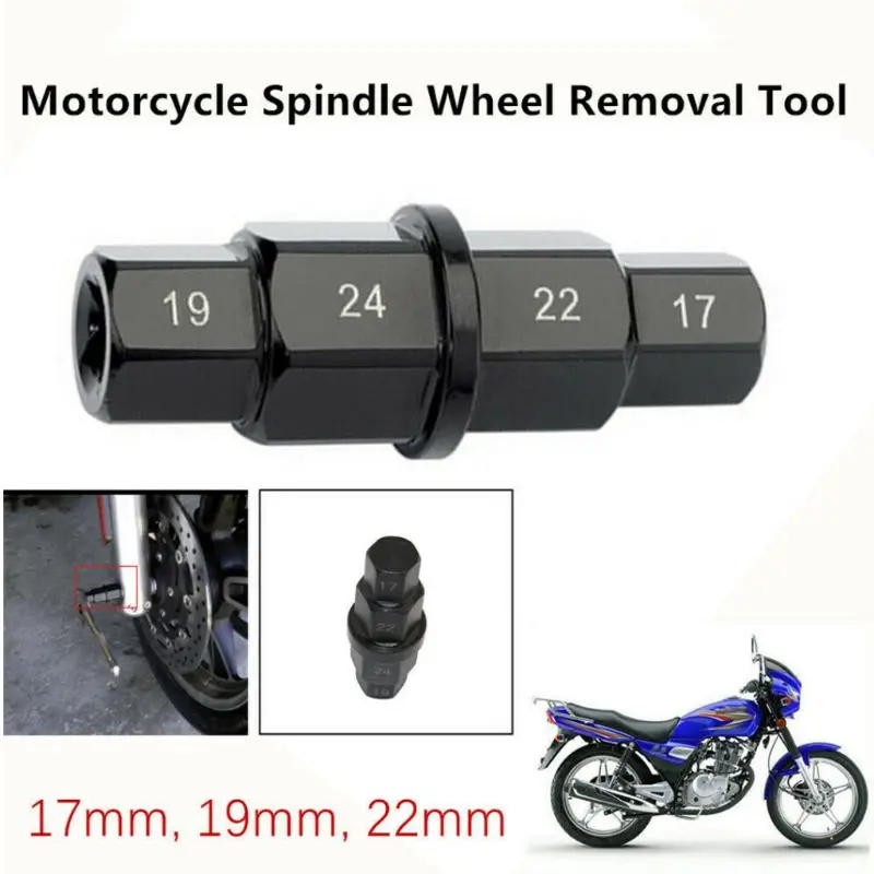 

1PC Motorcycle Front Wheel Spindle Removal Sleeve 17 19 22 24mm Hub Axle Hex Aid Disassembly Wrench Modification Tool Accessory