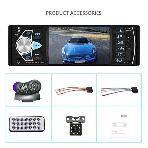 With 8 LED Camera Одиночный 1DIN Bluetooth стерео 4," MP5 плеер USB TF карта U диск AUX FM Радио авторадио+ камера - Цвет: With 8 LED Camera