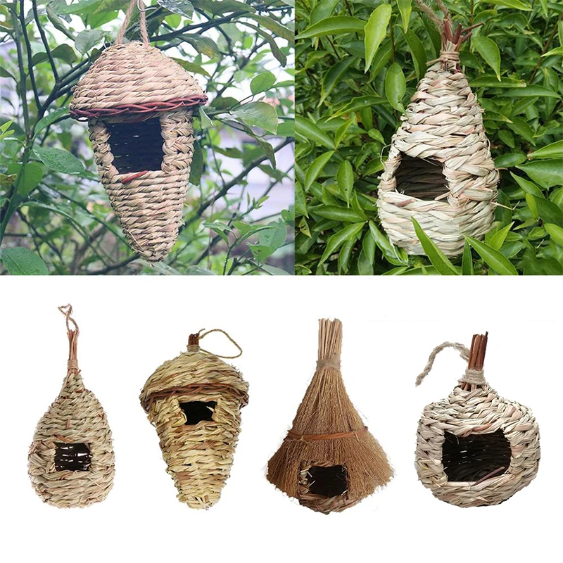 Птичье гнездо из натуральной соломы птичье домик ручной работы подвесная клетка