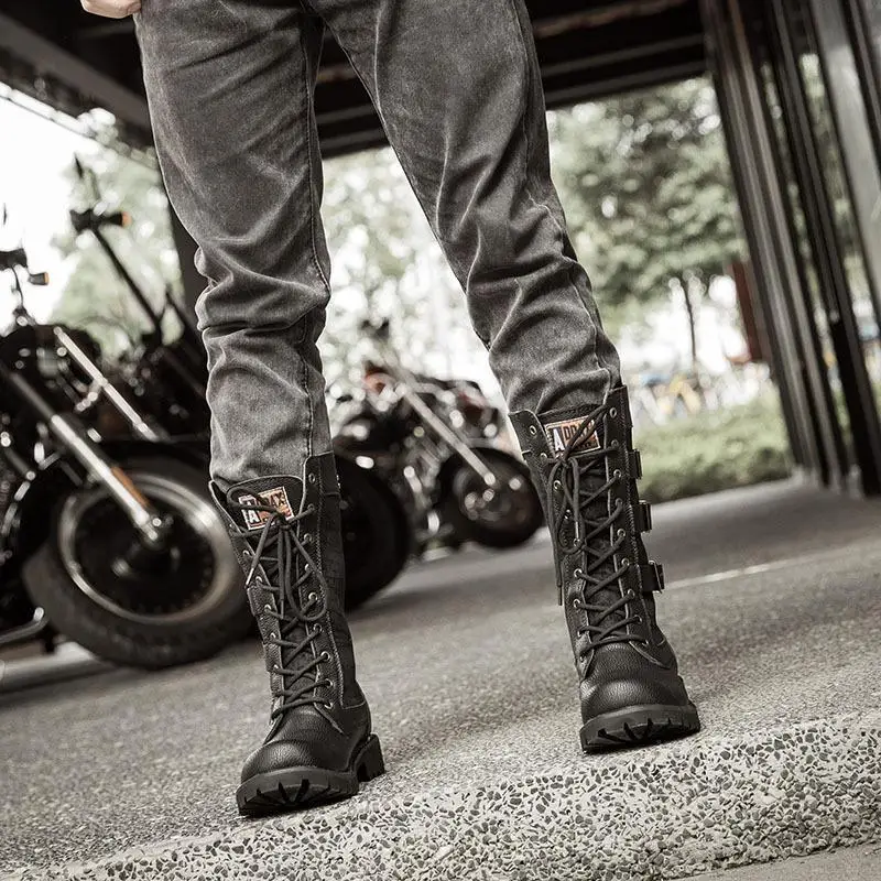 

Winter Men's Boots Hot Lace Up Retro Class Man Pu Leather Work Boots Ankle Boots Combat Boots Zapatos De Seguridad KT001